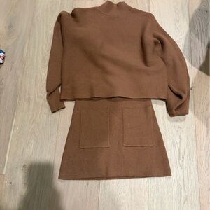 Forever 21 Tan Knit Mini Skirt Set